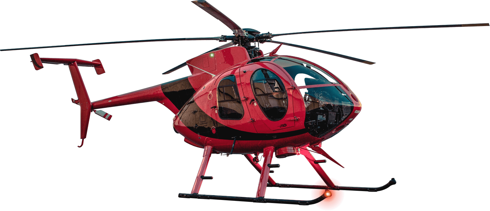 Red flying helicopter